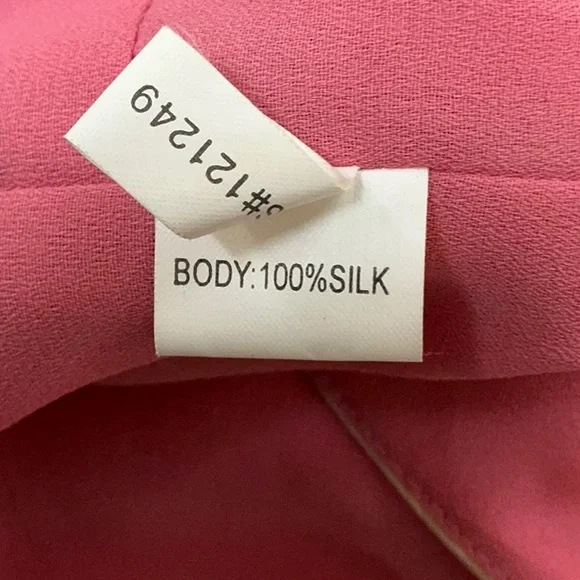 Kay Unger 100% Silk vintage midi maxi dress pink lined halter ruffles XS S - Picture 12 of 16